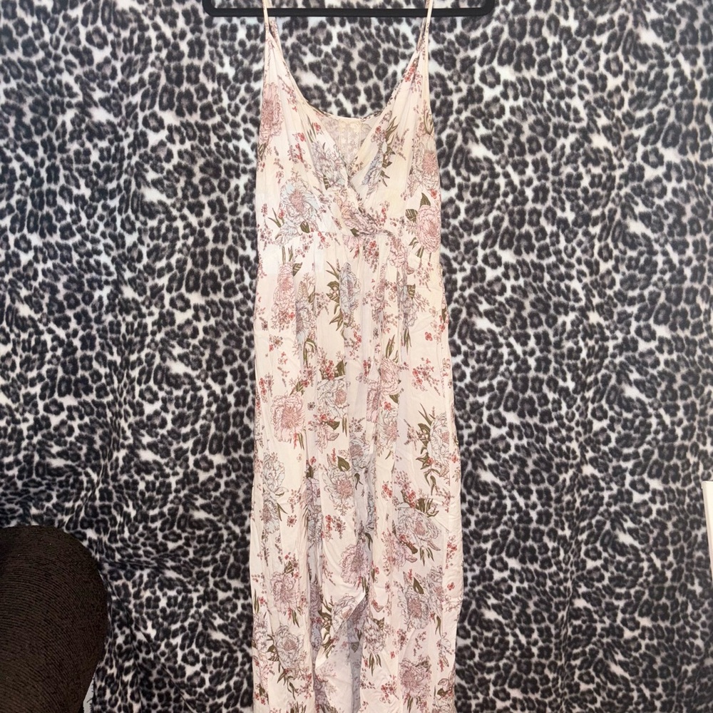 Sadie & Sage Floral High Low Dress - Cream and Pink